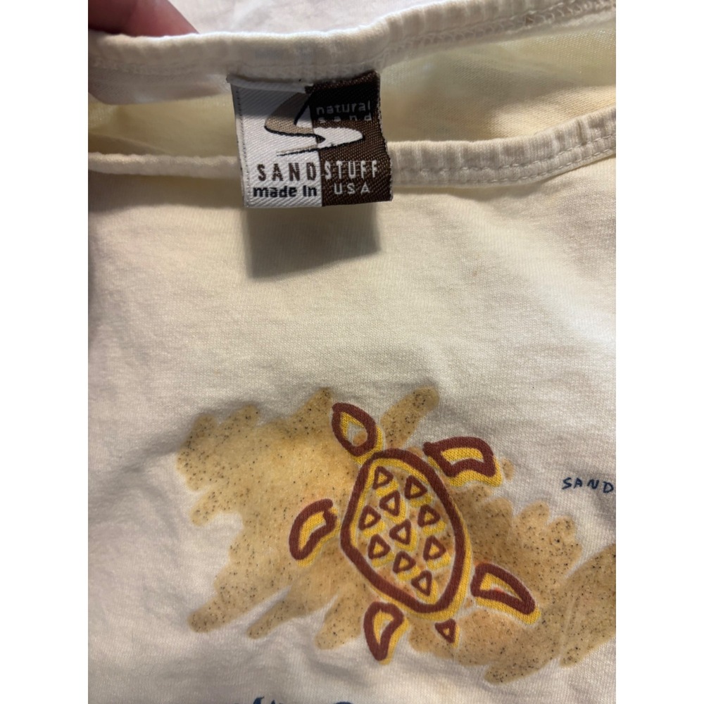 Vintage Sand Stuff Maui Ocean Center Sea Turtle Graphic T-Shirt Cream Small USA - Picture 5 of 5